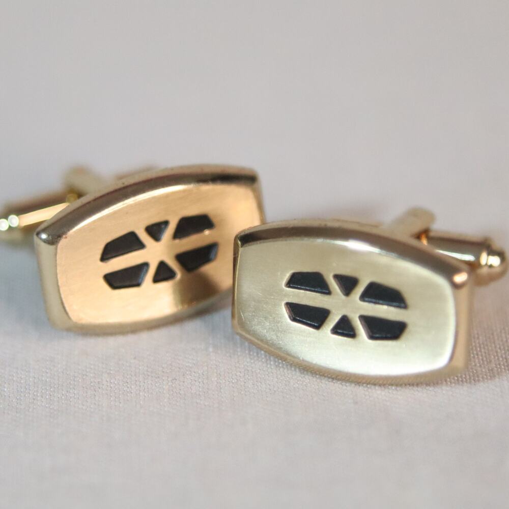 💎Hickok Vintage Cuff Links Gold Tone Goemetric Shapes